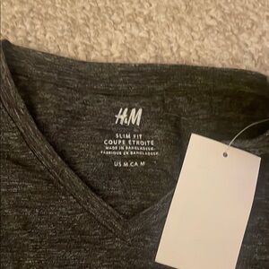 H&M Charcoal Slim Fit Tee V Neck